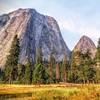 Yosemite Valley is full of spectacular views, including this one of Cathedral Rocks from a small foot trail in El Capitan Meadow.