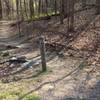 The Hickerson trailhead is marked by this post.