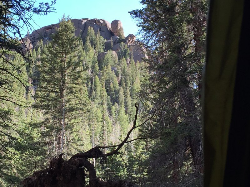 Picture from the tent in a perfect camp spot in Reservoir Gulch.