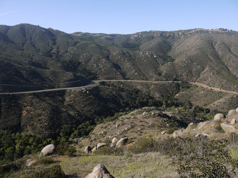 San Pasqual Valley Road snakes through San Pasqual Canyon above the San