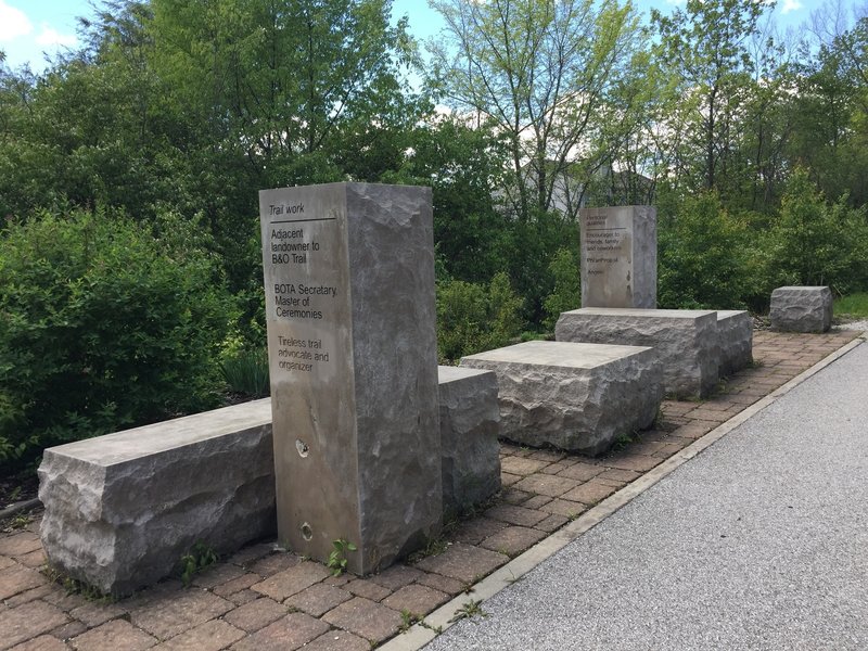 A memorial is situated on the B&O Trail (East).