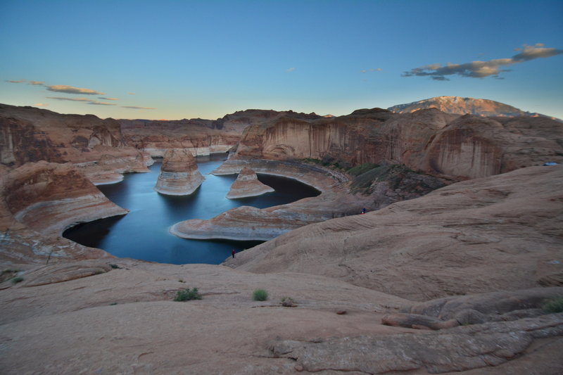 The sun sets over Reflection Canyon.