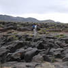 Volcanic basalt makes your passage difficult near Fossil Falls.
