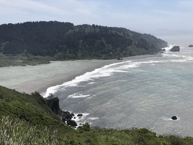 The view of the Klamath River flowing into the Pacific Ocean is quite beautiful.