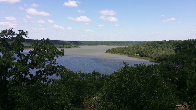 Enjoy pleasant views of Lake Mineral Wells from the trail.