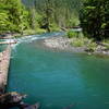 The serene North Fork Skokomish River trickles right past the campground.