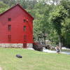 Be sure to stop and check out the mill at Alley Spring! From this view, the trail heads up and to the left.