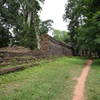A fallen section of wall along the Preah Khan Trail.