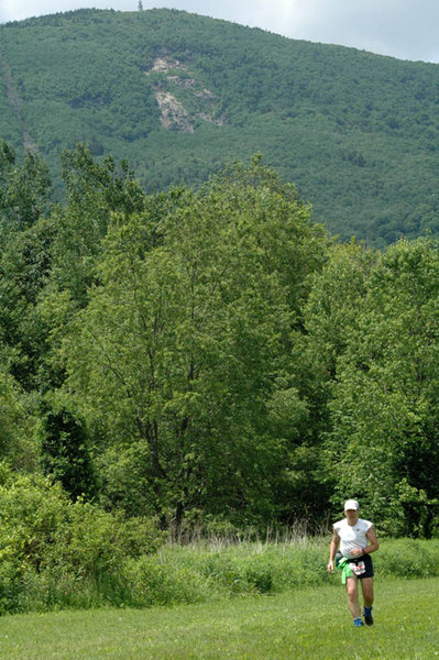 The finish area is complete with Greylock in the background.