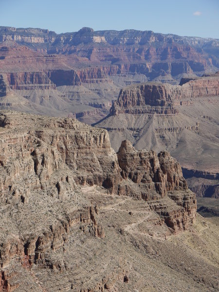 The South Kaibab Trail switchbacks underneath Skeleton Point.