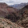 The Bright Angel Trail reveals many different rock formations.
