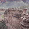 A rock face at Plateau Point hides most of the Bright Angel Trail.