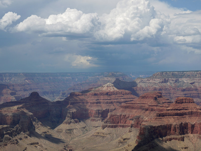 Storm clouds gather over the Grand Canyon.