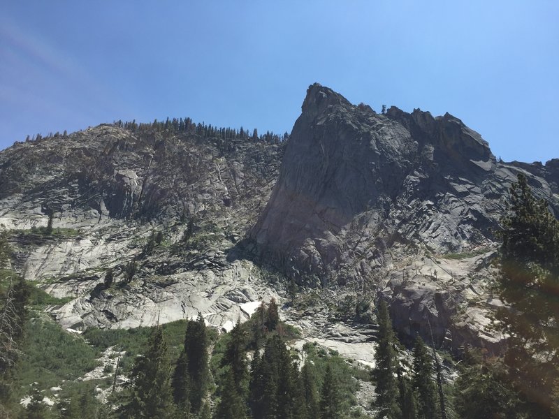 This is the Watchtower as seen from the Tokopah Falls Trail.