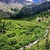 A view of Pine Creek and Malamute Peak.