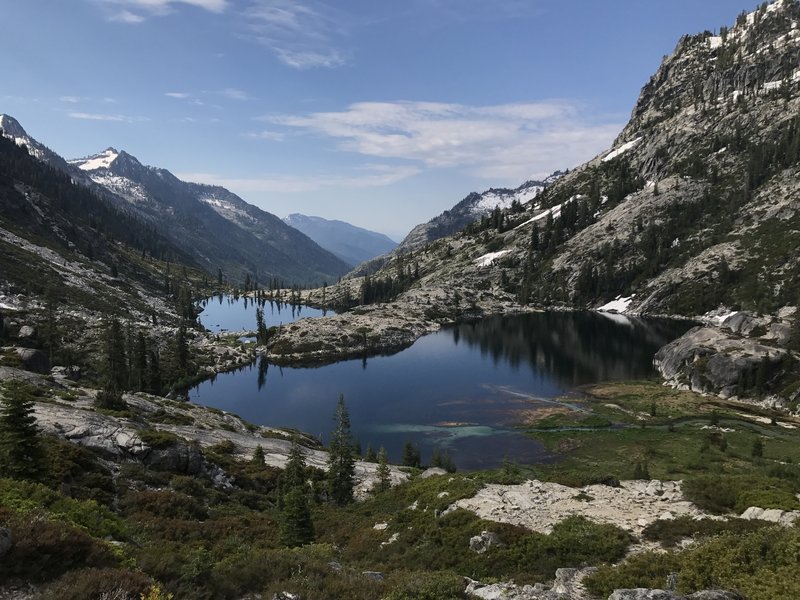 View of Canyon Creek Lakes from Little Lake (L Lake) Trail in Trinity Alps Wilderness