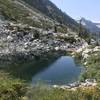 View of small lake on Upper Canyon Creek Lake outlet in Trinity Alps Wilderness