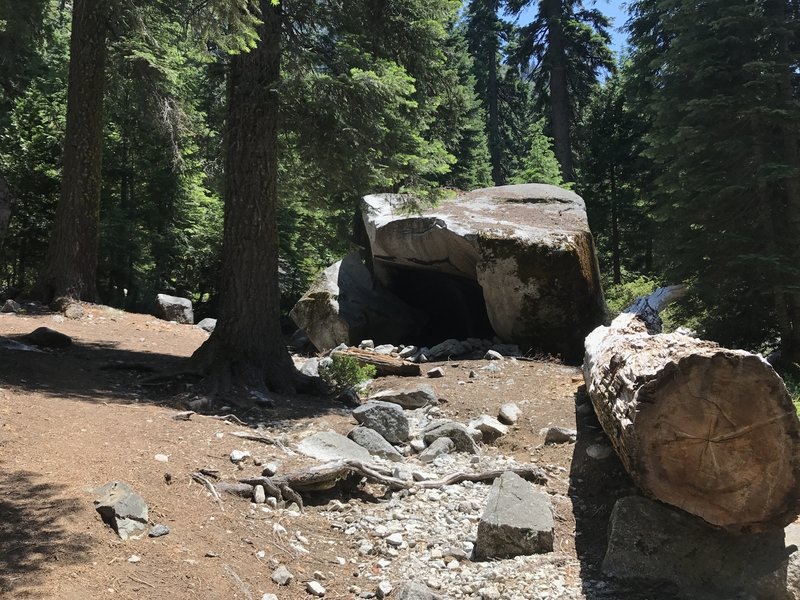 Sheltered campsite on Canyon Creek Trail in Trinity Alps Wilderness