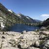 View of Lower Canyon Creek Lake from Upper Canyon Creek Lake in Trinity Alps Wilderness