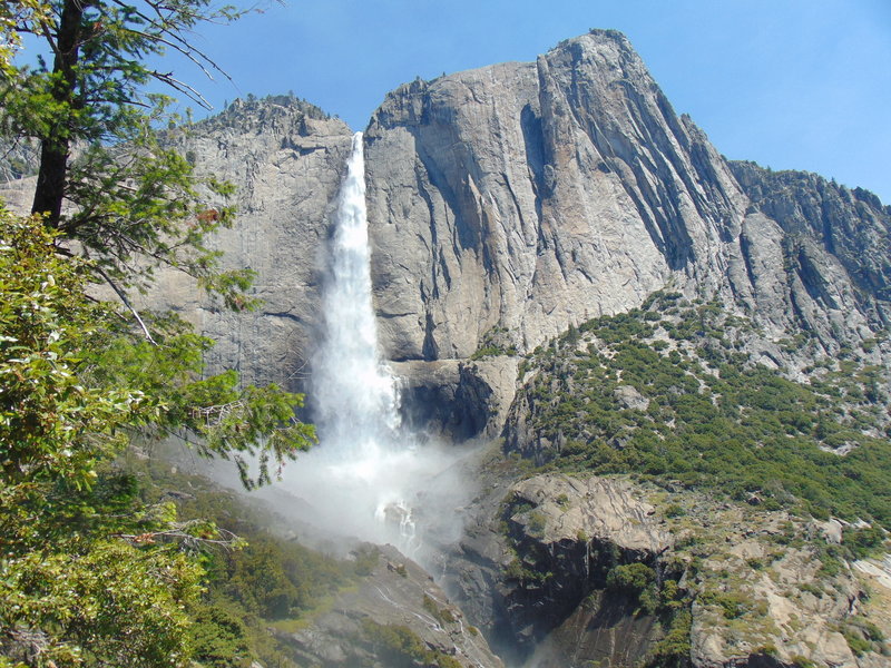 View of Upper Yosemite Falls from past halfway up the trail.