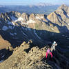 High exposure and easy climbing high on Sneffels' Southwest Ridge.
