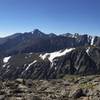 Panorama of Longs Peak and other mountains from Hallett Peak
