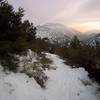 A snowy sunset from the Baldy Bowl Trail.