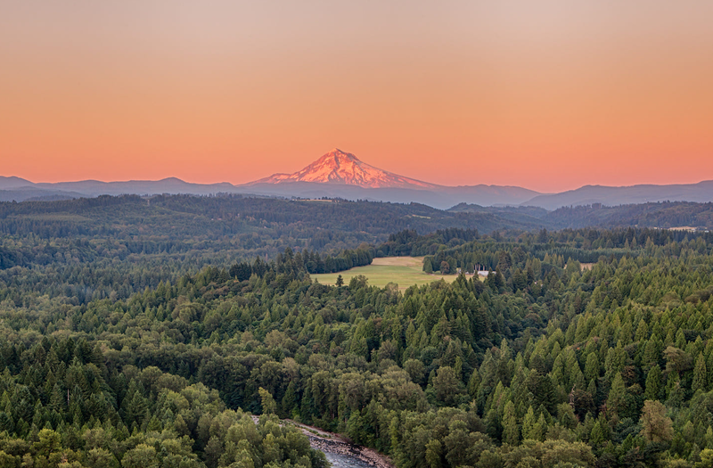 Mount Hood and the Sandy River valley from Jonsrud Viewpoint.