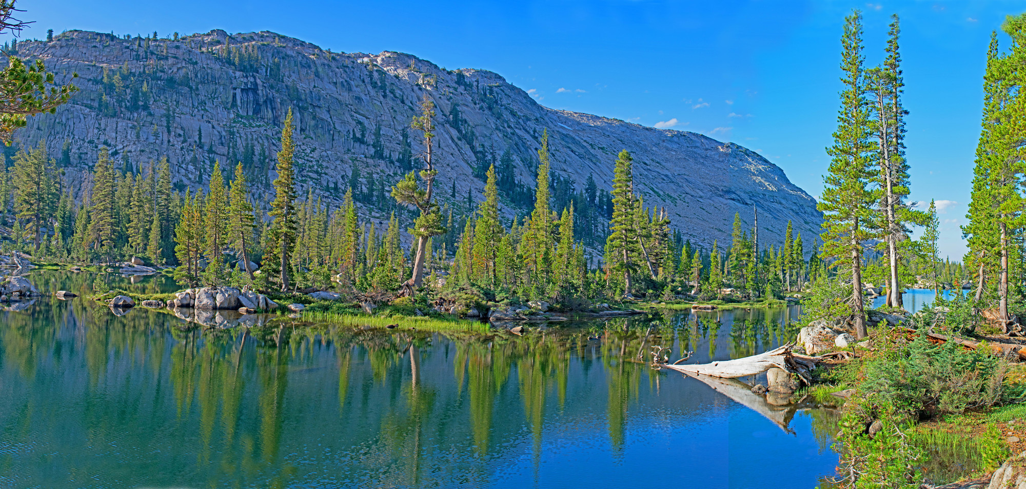Maxwell Lake and Sachse Monument. Series of long, beautiful lakes, but
