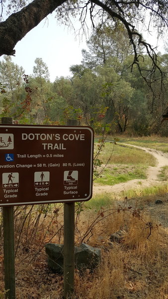 Doton's Cove Trail north trailhead sign at the Beeks Bight parking lot.