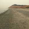 Beach along Ebey's Landing - Haze from various wildfires obscures much of the view.