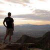 Hiker and Tucson from Pusch Ridge Wilderness Finger Rock Canyon