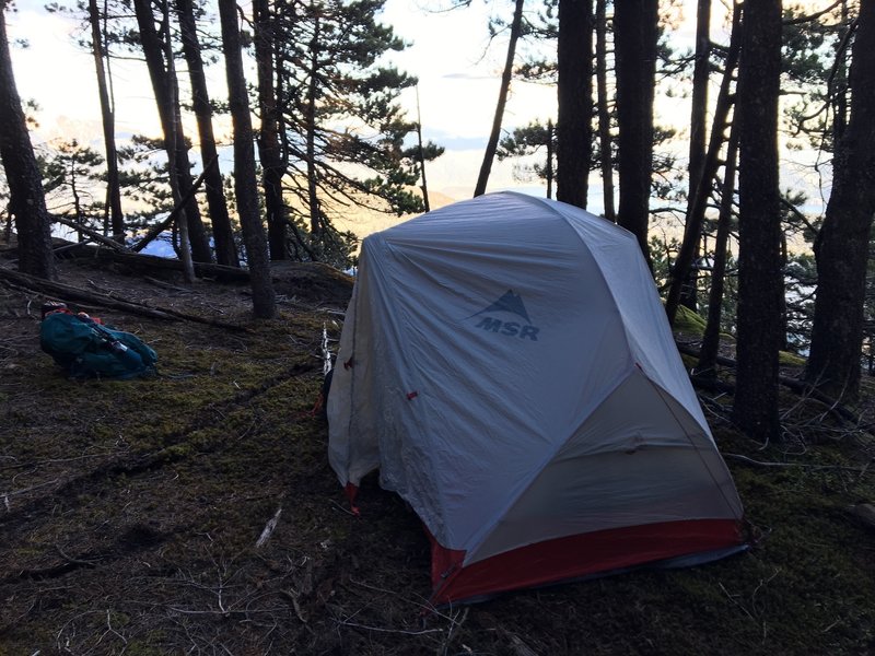 Camp spot at viewpoint on Mount Killam
