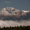 Fresh snow on Pikes Peak and an inversion from Rampart Range Road