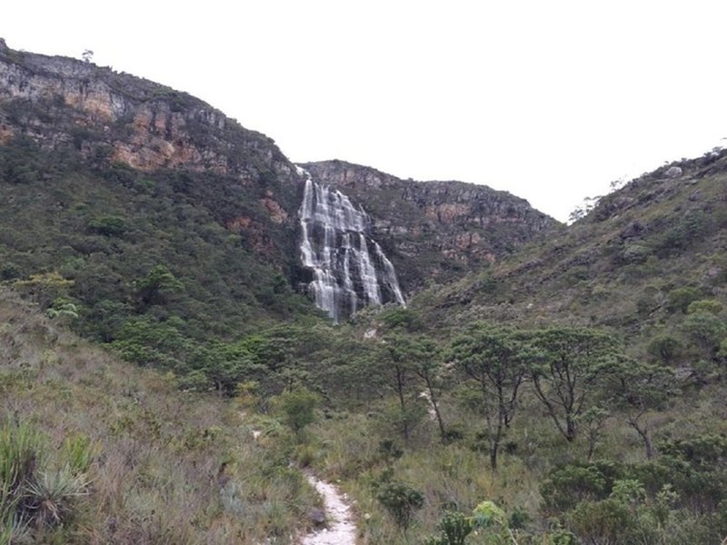 Lajeado Waterfall seen from the trail.
