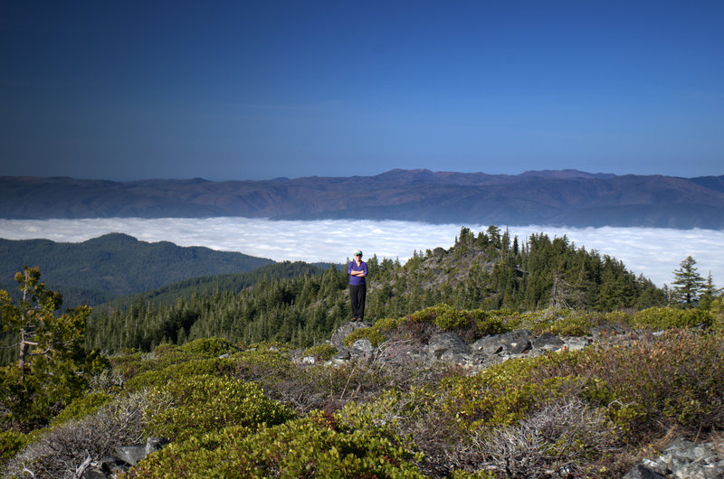 A cloud-filled Illinois Valley from the summit of Mt. Elijah