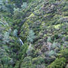 A distant view of the waterfalls on Mount Diablo's Falls Trail