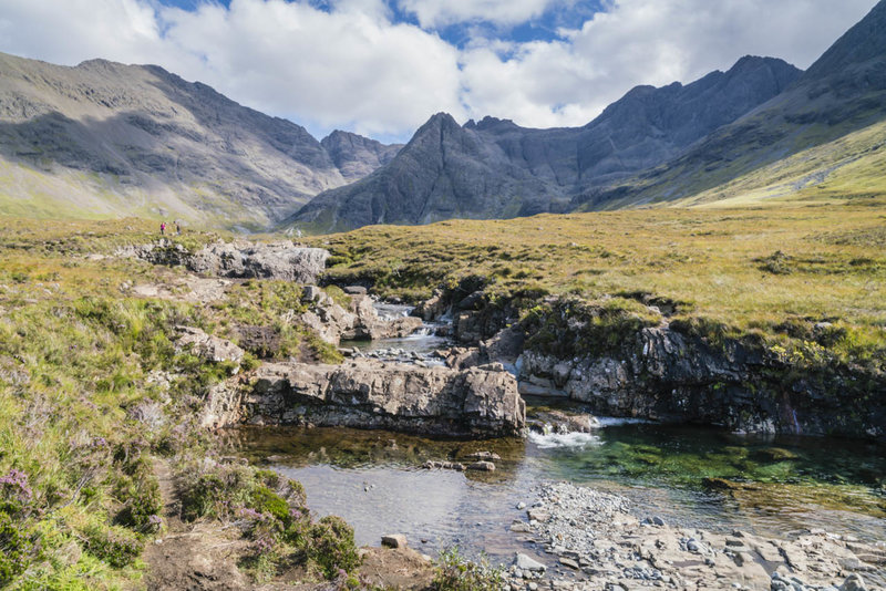 Fairy pool and Cuillin Mountains