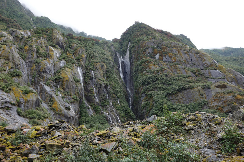 Some of the many waterfalls along the Franz Josef Glacier Valley Track