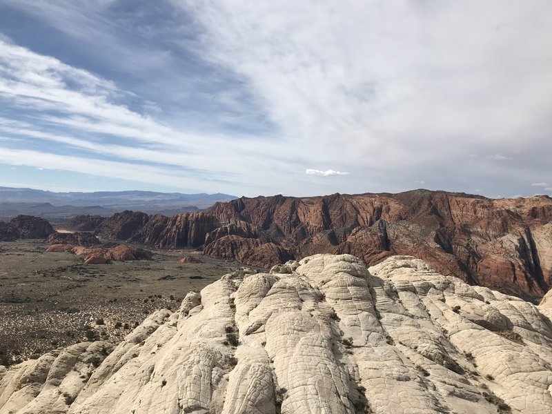 From atop the "pimple" dome.  Snow Canyon SP runs south from here, only a few miles long but hours can be spent here, especially by children.  Snow Canyon is probably the best place for kids to climb and scramble in Utah.