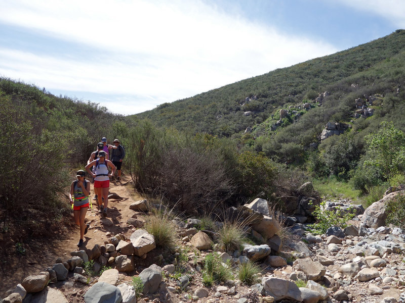 Hikers on the Oak Canyon Trail at Mission Trails Regional Park