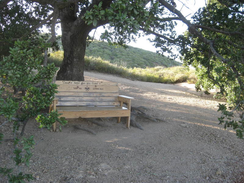 Bench at Three Trees: "Leave it better than you found it " - Baden-Powell / Troop 400 / Granada Hills