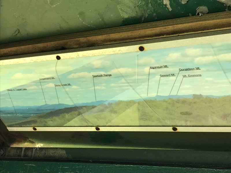 Signs inside the tower cab help identify peaks