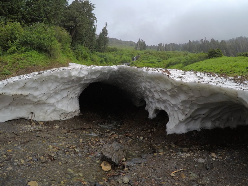 An ice cave just off the road.