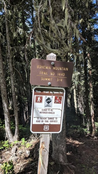 This is the trail sign to find for the easiest access to the start of the trail.