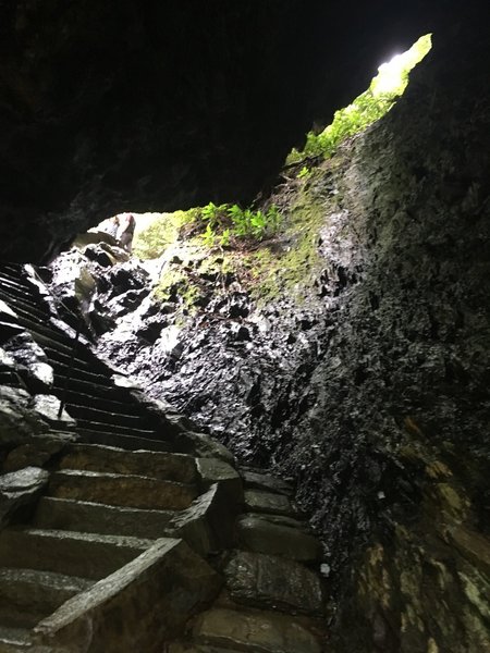Inside the arch rock.