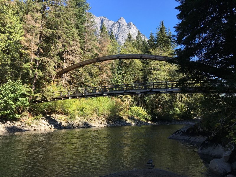 Mt. Garfield looms large over the bridge over the Middle Fork Snoqualmie River