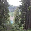 Blue Lake through the trees.