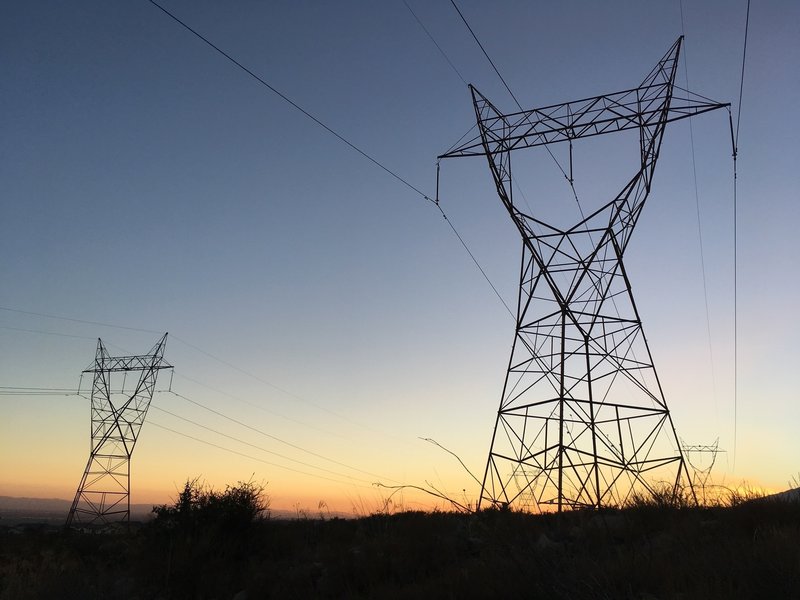 Power transmission lines along the southern edge of the North Etiwanda Preserve.