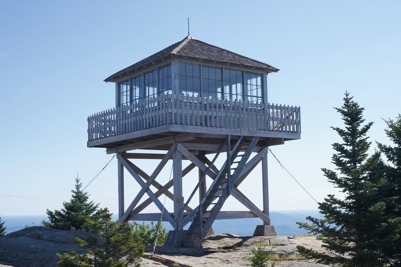 The fire tower at the top of Mount Kearsarge. You can sleep here if you ...